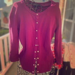 WHBM PURPLE SNAP BUTTON KNIT CARDIGAN